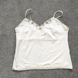 Kenzie lace beaded cream tank top women's PTP 17inch